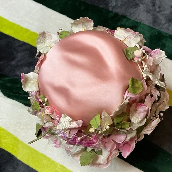 Vintage 1950’s Christian Dior Pink Floral Hat - Picture 13 of 14